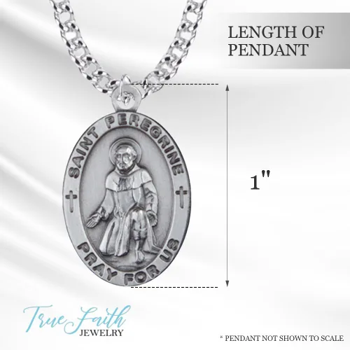 Vista 5 de True Faith Jewelry Collar de plata de ley con colgante de medalla de San Peregrino, joyería religiosa, 78 pulgadas, Plata esterlina, No es una