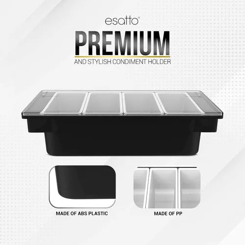 Vista 5 de Esatto - Porta condimentos para bar, bandeja de guarnición refrigerada con tapa para bar, 4 insertos de 1/2 pinta, con 12 vertedores para botellas