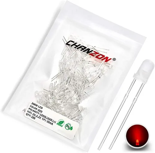 Vista 7 de Chanzon Kit surtido de luces de diodo LED de 0.118 in, 60 piezas (6 colores x 10 unidades), paquete (lente redonda difusa CC 3 V 20 mA) lámpara