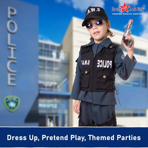 Vista 6 de Dress Up America Disfraz SWAT para niños, conjunto de disfraz de oficial de policía de S.W.A.T. para niños y niñas