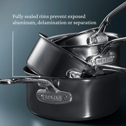 Vista 8 de Hestan NanoBond Molecular - Cacerola de titanio con tapa, 3 cuartos de galón, acero inoxidable sin PFAS, 4 veces más fuerte, apta para horno de 1050