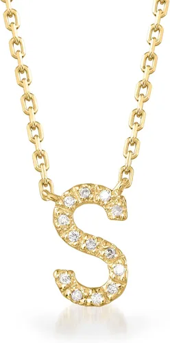 Vista 6 de Ross-Simons Collar con inicial acentuada de diamante en oro de 18 quilates sobre plata de ley
