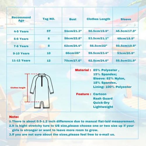 Vista 5 de Trajes de baño de manga larga con cremallera para niñas
