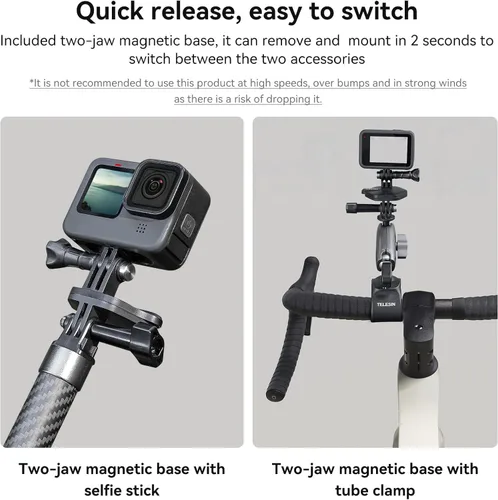 Vista 3 de TELESIN Soporte magnético en el pecho con correa para el cuello + soporte para teléfono + trípode magnético base de liberación rápida para GoPro Max