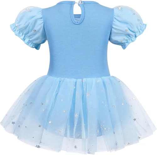 Vista 2 de Eledobby Ropa de princesa para bebés y niñas, enterizo con diadema, disfraz de Halloween, vestido de fiesta de cumpleaños