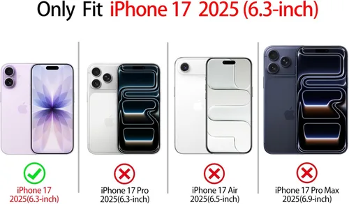 Vista 3 de NITITOP Funda para iPhone 17, diseño de lunares transparentes, color negro