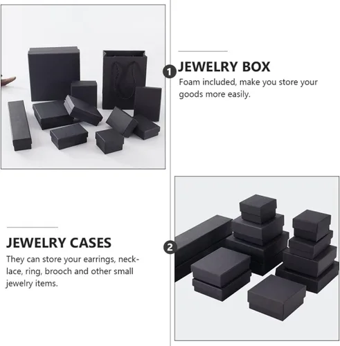 Vista 9 de EXCEART 96 piezas de collar de Kraft negro, caja de anillos de cartón, cajas de regalo de joyería, caja de joyería de cartón, caja de regalo
