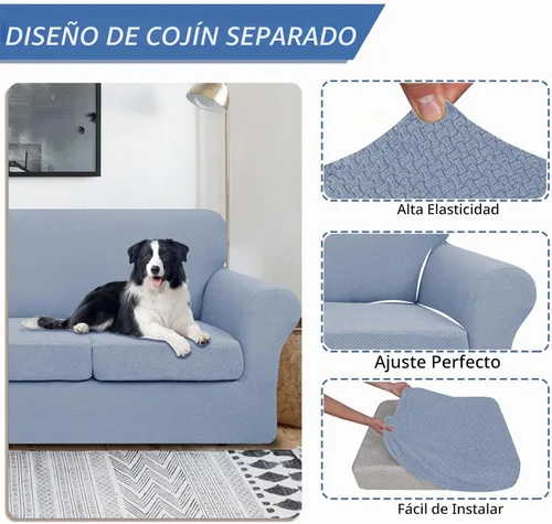 Vista 3 de JIVINER Fundas de sofá de 3 piezas para sofá de 2 cojines, funda elástica para sofá con 2 fundas de cojín de asiento extra grandes, fundas de sofá
