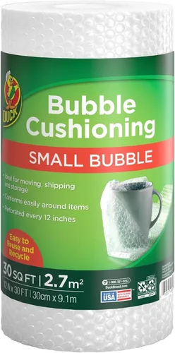 Vista 7 de Duck Brand Bubble Wrap - Embalaje protector original, 12 pulgadas de ancho x 30 pies de largo, rollo individual (393251), transparente