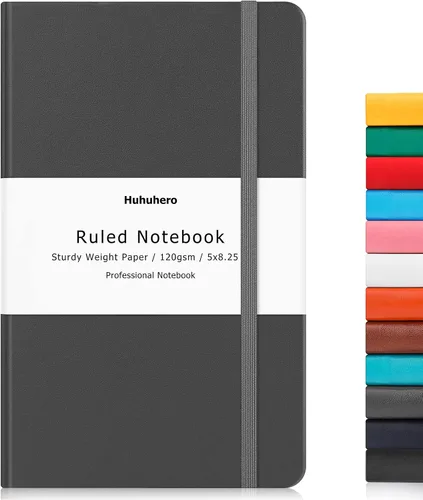 Vista 11 de Huhuhero Cuaderno Diario, Diario de Líneas Rayadas, Tapa Dura Papel Premium Grueso de 120gsm con Cuaderno de Cuero Sintético para Escribir