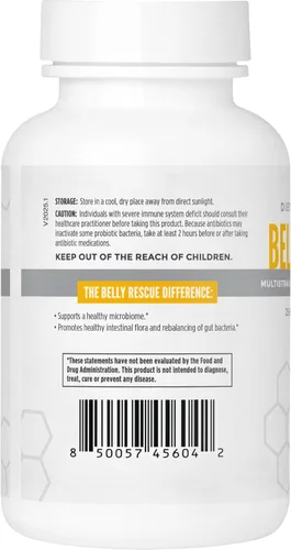 Vista 3 de NBI Rescate del vientre: mezcla de probióticos y prebióticos para mujeres y hombres, una vez al día para la salud digestiva, de la piel