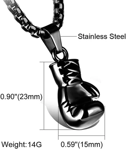 Vista 14 de Hamoery Collar con colgante de cadena de guante de boxeo de acero inoxidable punk para hombres y mujeres