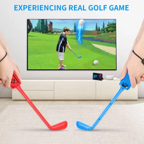 Vista 2 de Club de golf para Nintendo SwitchSwitch OLED Joy-Con Controller para Mario Golf Super Rush, paquete de 2, Switch Golf Club, correas ajustables