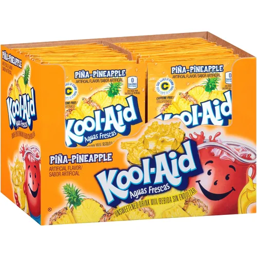 Vista 4 de Kool-Aid Aguas Frescas Piña Pineapple - Mezcla de bebida en polvo con sabor a piña sin azúcar y sin cafeína, paquete de 0.14 oz (paquete de 48)
