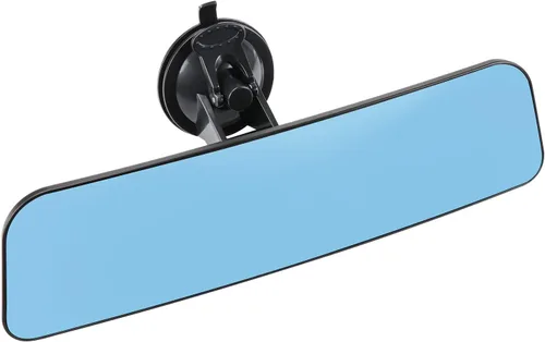 Vista 11 de Espejo retrovisor, antirreflejo, color azul HD, universal, espejo retrovisor para interior de automóvil, con ventosa ajustable, para caravana