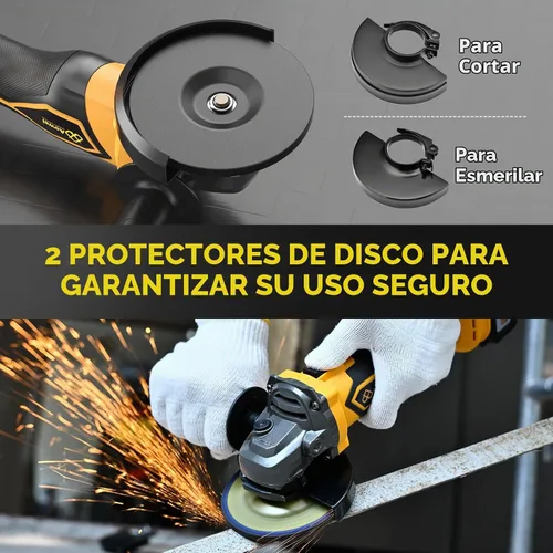 Vista 8 de Amoladora angular inalámbrica sin escobillas, kit de caja de herramientas de amoladora angular de 21 V, con baterías de litio de 2 x 4.0 Ah