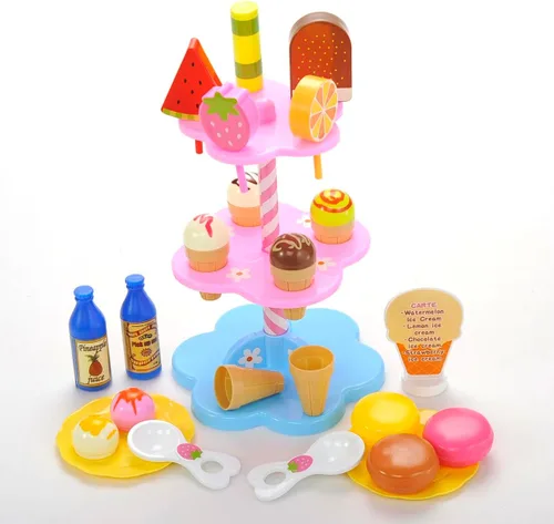 Vista 9 de PowerTRC Juego de 22 piezas de torres de helados y postres Perfecto para aventuras de juegos de niños con paletas y delicias de helado