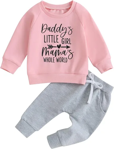 Vista 20 de GOOCHEER Conjunto de ropa de manga larga para niña pequeña, camisa y pantalones para niña, conjunto de ropa de primavera, otoño e invierno