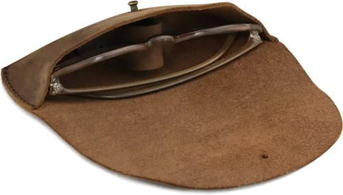 Vista 2 de Londo Funda de piel auténtica para gafas y gafas de sol con cierre de botón