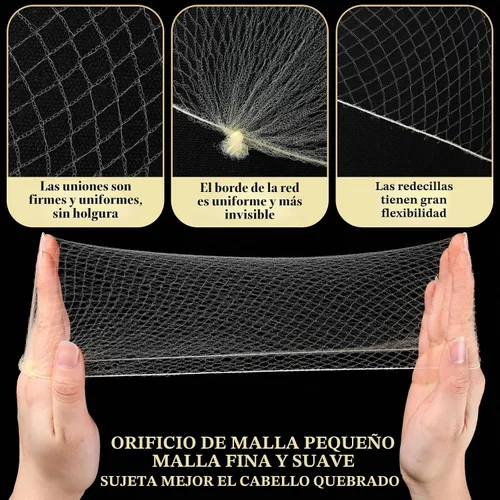 Vista 3 de 400 redes para el cabello para mujer, servicio de alimentos y moños de ballet, malla elástica invisible con bordes, 20 pulgadas (beige)