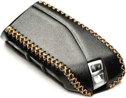 Vista 5 de Vitodeco Funda protectora de cuero genuino para llavero compatible con BMW modelos 2023-2026 4 botones Negro