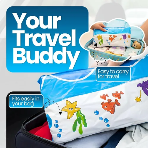 Vista 6 de Mommy's Helper Bañera inflable bajo el mar, bañera plegable y segura para bebé con asiento antideslizante de cuerno de sillín para niños, baño