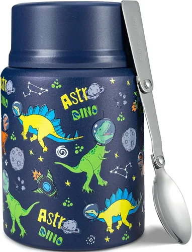Vista 12 de Charcy Termo de 17oz para alimentos calientes, sopa termo contenedor de alimentos para lonchera con cuchara plegable ZB - Negro