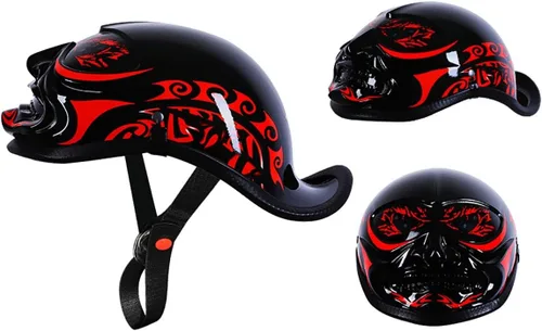 Vista 2 de Half-Shell - Casco de motocicleta, casco de motocicleta con cara abierta, certificación ECE/DOT, medio casco, M (57 ~ 22.8 in)
