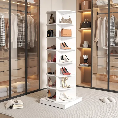 Vista 7 de Moderno zapatero giratorio de 6 niveles, zapatero giratorio de pie, organizador de almacenamiento giratorio de 360 grados, zapatero giratorio