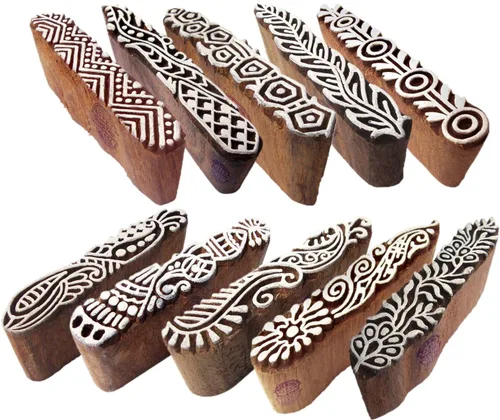 Vista 19 de Sellos de madera artísticos pequeños bloques de impresión de diseño redondo (juego de 10) Htag2151