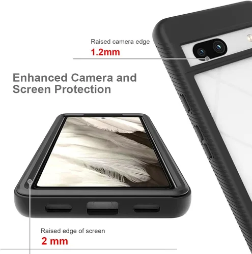 Vista 3 de Funda para Google Pixel 7a Funda con protector de pantalla para Google Pixel 7a 5G, color negro