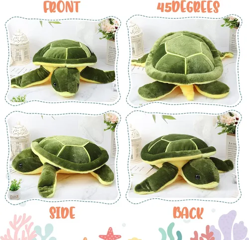 Vista 7 de Civaner Animales de peluche grandes de tortuga marina verde, juguetes de felpa suave y gigante, almohada corporal de tortuga oceánica, muñeca