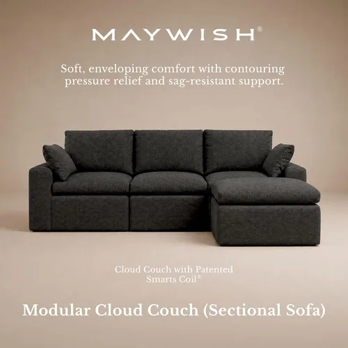 Vista 3 de Maywish Sofá Cloud de 104 pulgadas, sofá modular en forma de L, color gris Gris oscuro
