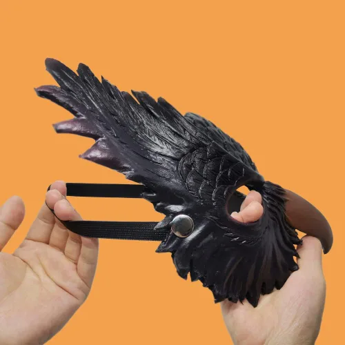 Vista 4 de Mzztino Máscara de búho de media cara, máscara de animal de búho para cosplay, máscara de Halloween