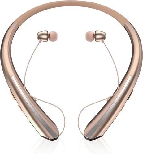 Vista 10 de Auriculares Bluetooth inalámbricos con banda para el cuello, auriculares retráctiles automáticos con 24 horas de reproducción, auriculares