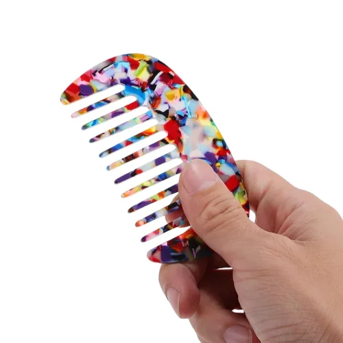 Vista 2 de VOCOSTE Peine de Dientes Anchos para Mujeres - Tamaño de Bolsillo Antiestático para Cabello Grueso y Rizado, Peine Mini de Viaje para Cabello Húmedo