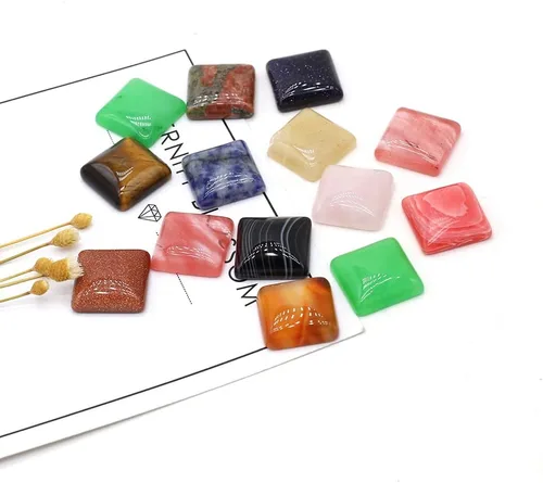 Vista 6 de Cabujón rectangular con parte trasera plana piedras naturales cabujón para hacer joyas 20 piezas
