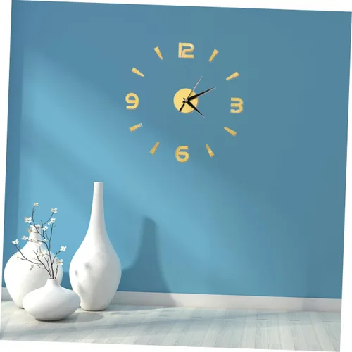 Vista 8 de IMIKEYA Reloj de pared sin marco, reloj de pared dorado, pegatinas de espejo, sin marco, reloj de pared, reloj acrílico, mural, hogar, reloj