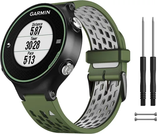 Vista 9 de Correas de reloj compatibles con Garmin Forerunner 620/735XT/220/235/230/630/Approach S6 Golf, correa de silicona suave dos en uno de repuesto