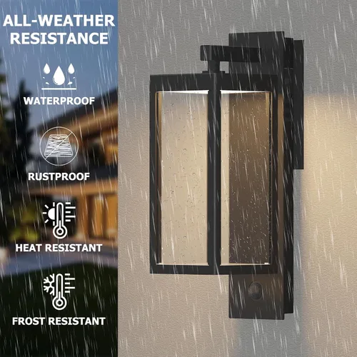 Vista 2 de Lámpara de pared para exteriores del atardecer al amanecer con LED integrado, 3 modos ajustables, todo de aluminio impermeable IP65 - Lámpara
