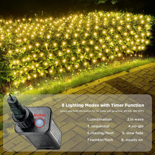 Vista 2 de BlcTec Luces de Navidad mejoradas para exteriores, 176 LED, 8.7 pies x 5.2 pies, luces de red de Navidad con certificación UL, 8 modos
