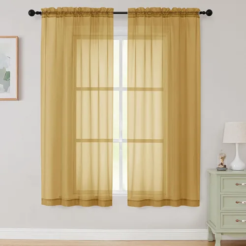Vista 325 de 2 paneles de cortinas traslúcidas blancas para dormitorio, sala de estar, 96 pulgadas de largo, modernas, suaves, ligeras, con bolsillo para barra