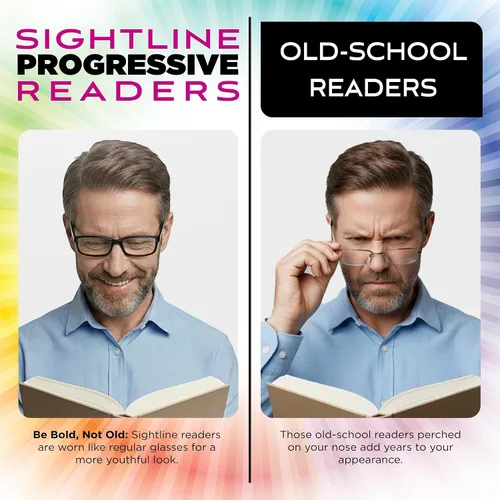 Vista 3 de Sightline H101 Progressive Reading Glasses – Comfortable No-Line Multifocal Readers for Men & Women, Acetate Frame