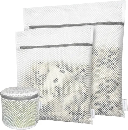 Vista 13 de FOYERNUAGE - Bolsas de malla para ropa delicada con cremallera de bloqueo automático, bolsa de lavandería tridimensional, bolsa de malla de 12 x 16