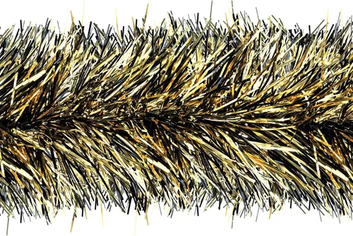 Vista 3 de Beistle Guirnalda metálica de oropel para decoración del árbol de Navidad, decoración colgante de fiesta de Año Nuevo, 3 x 15 pies, negro/dorado