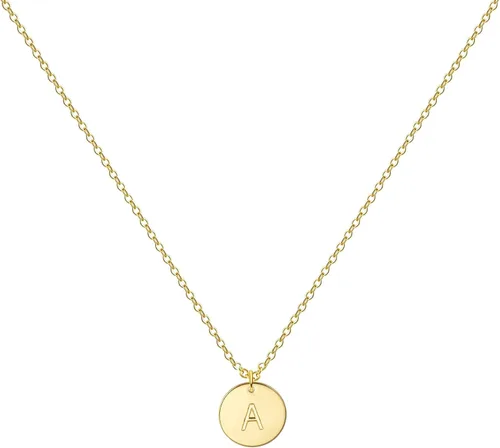 Vista 14 de Collar personalizado con inicial, chapado en oro de 18 quilates, de acero inoxidable, con dije de moneda, collar con dije de letra memorable
