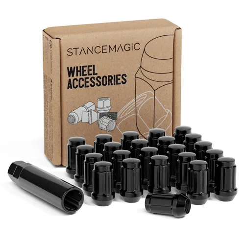 Vista 8 de StanceMagic 23 piezas de tuercas para rueda de extremos cerrados con bulto - rosca de 1/2 x 20, asiento de cono, hexagonal de 3/4 pulgada - 19 mm