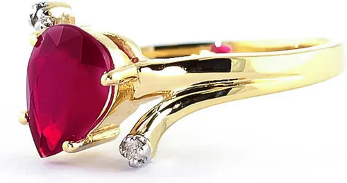 Vista 2 de Galaxy Gold GG Anillo de oro macizo de 14 quilates de 1,51 quilates con diamantes en forma de pera, Gema Metal, Rubí