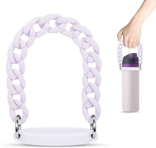 Vista 8 de Correa de mango para botella de agua compatible con Owala Freesip de 24 onzas, 32 onzas, 40 onzas y Stanley H2.0, correa acrílica mate gruesa