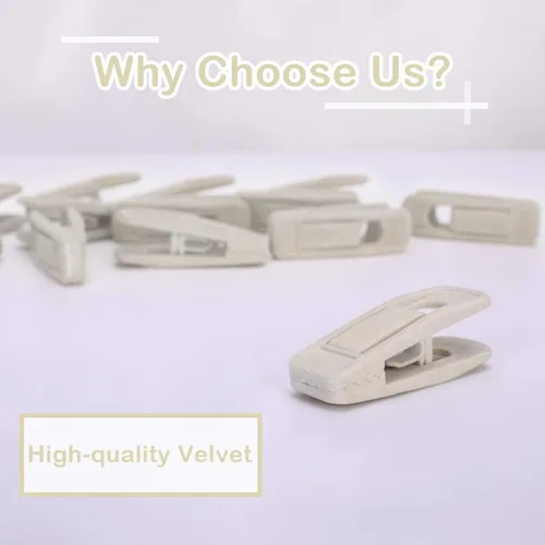 Vista 4 de Trgowaul Perchas de terciopelo - Clips fuertes para pantalones delgados (20 unidades, beige)